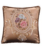 Floral Embroidered Throw Pillow Cover – Ornate Scrollwork, 18.90 in Square