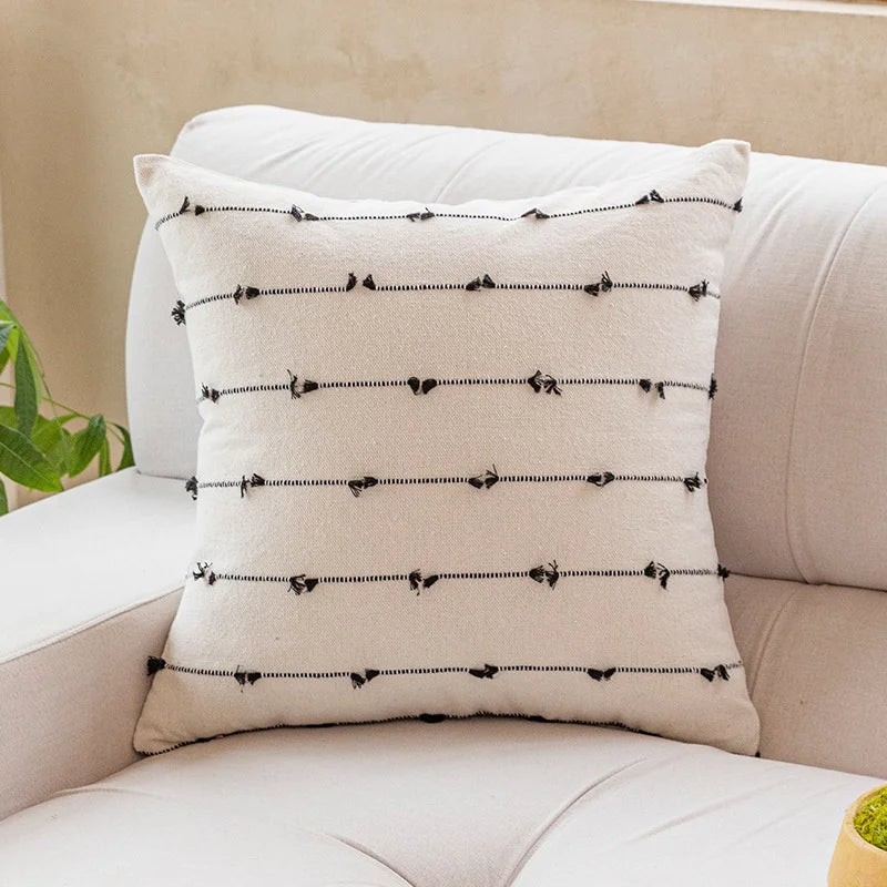 Gray & Black Jacquard Stripe Pillow Covers – Square & Lumbar