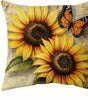 Sunflower Duo & Butterfly Polyester Peachskin Pillow Cover – 15.75–23.62 in Square, 1 Piece
