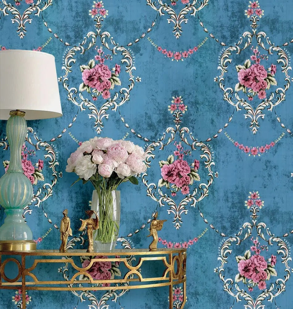 Vintage Damask Floral Peel-and-Stick Wallpaper – Waterproof Removable PVC Vinyl