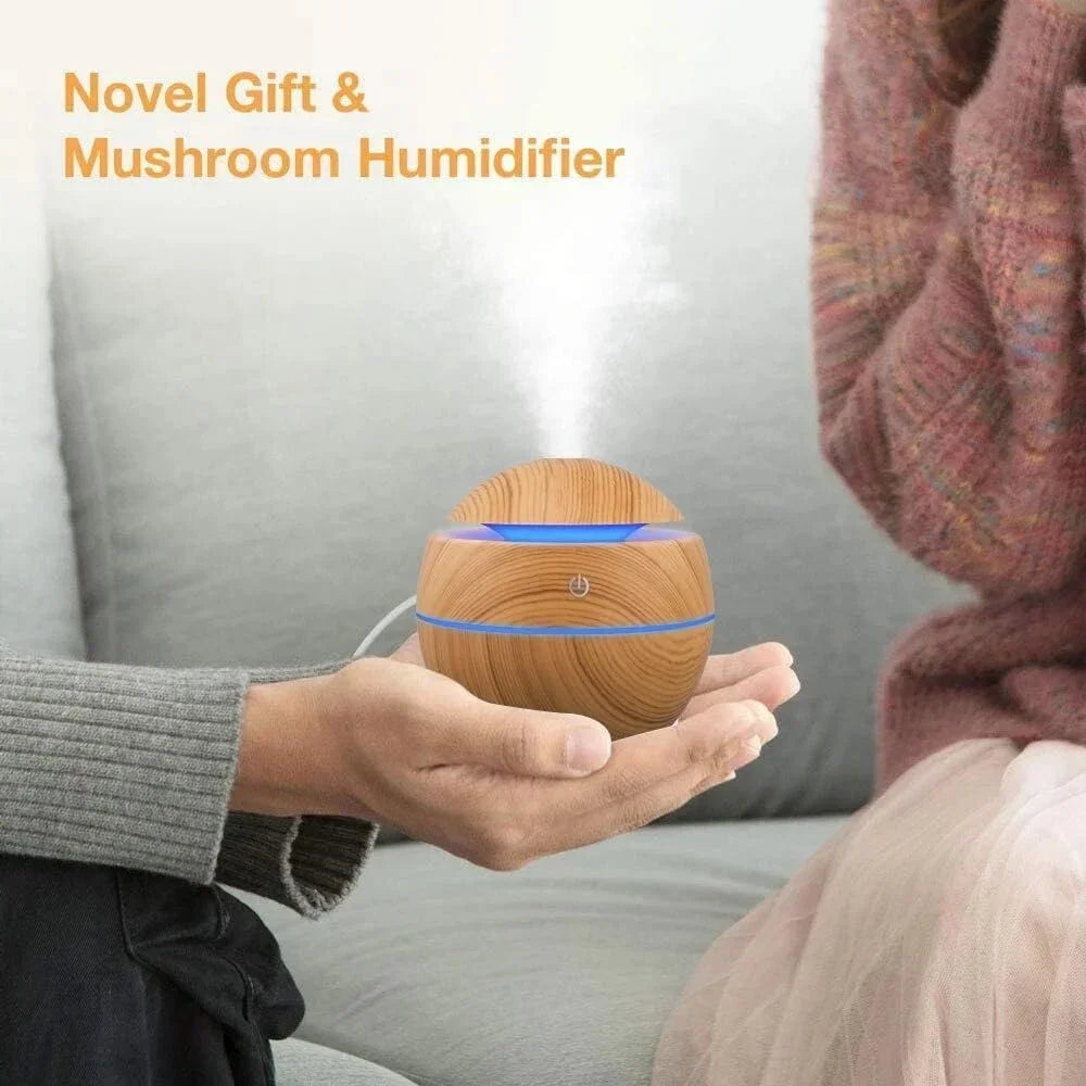 200ml Mini Wood Grain USB Humidifier with LED Night Light