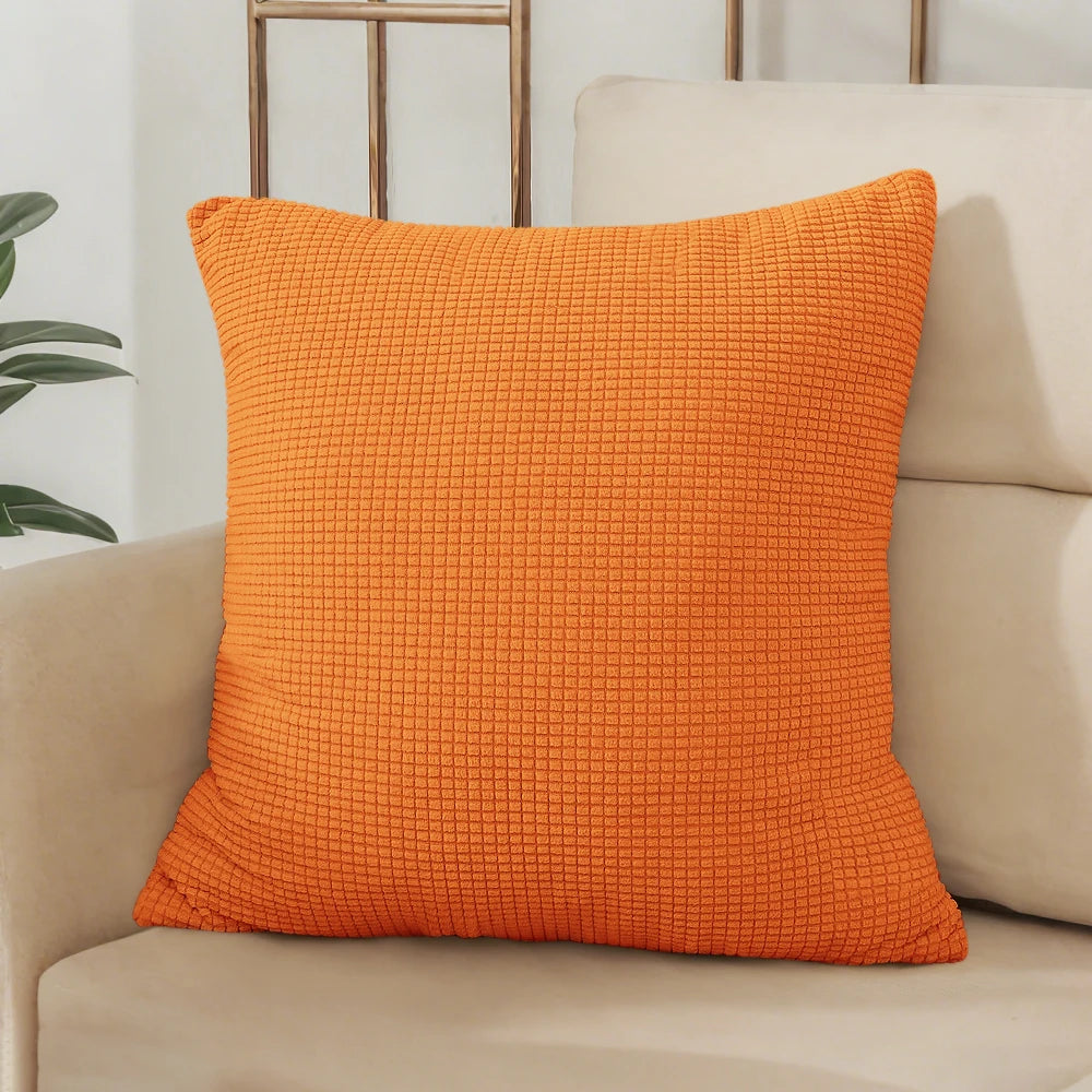 Solid Orange Jacquard Polyester Pillow Cover – 8 Sizes