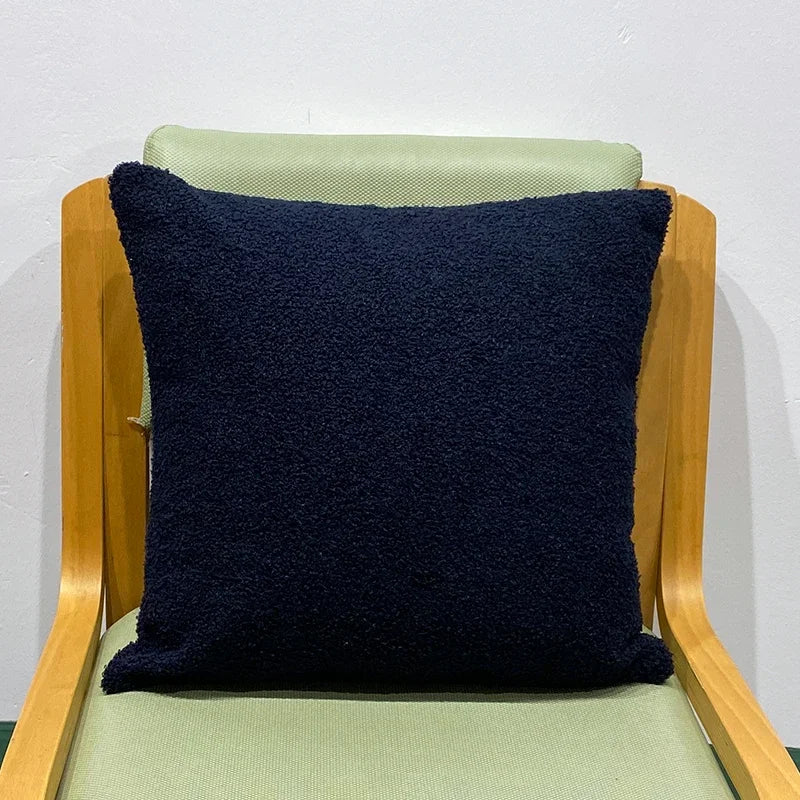 *Blue & Green Teddy Plush Faux Fur Pillow Cover – 17.72 or 19.69 in Square / 11.81 × 19.69 in Lumbar (45 × 45, 50 × 50 or 30 × 50 cm), 1 Piece
