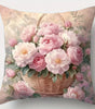 Pink Peony Bouquet Throw Pillow Cover – Polyester, 15.75–23.62 in Square, Cover Only
