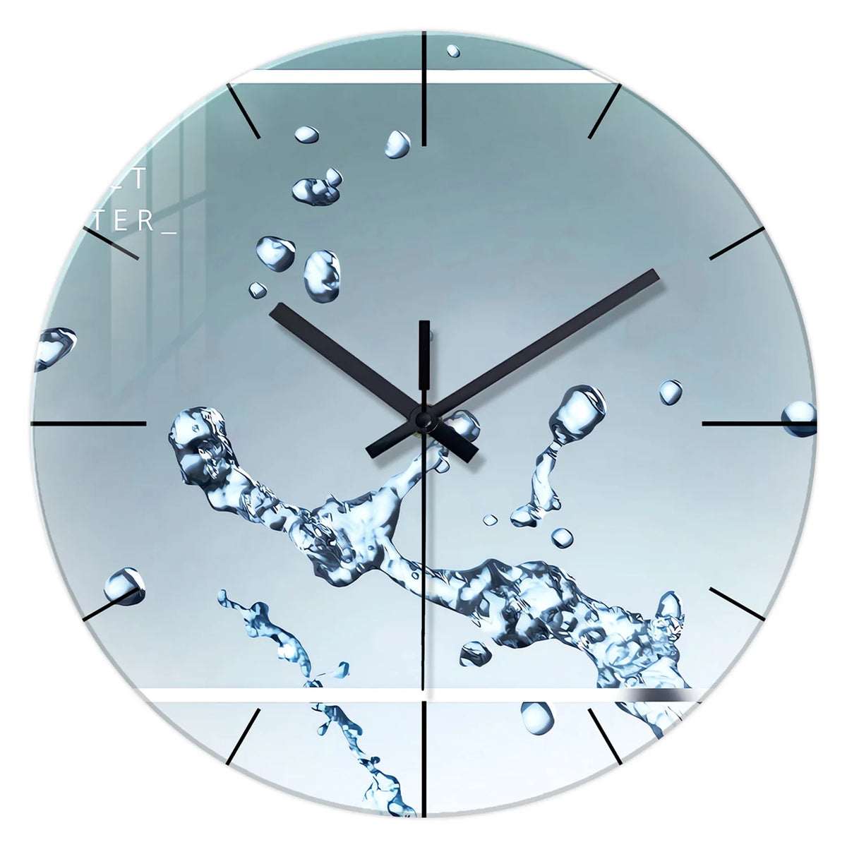 Water Drop Tempered Glass Silent Wall Clock – Modern Quartz Decor, 12–16 Inch