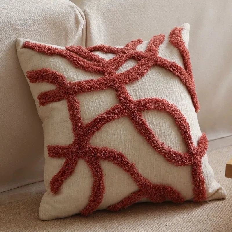 Bohemian Geometric Textured Throw Pillow Cover, 17.72 × 17.72 in, 10 Designs, Cover Only