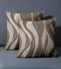 Brown & White Abstract Wave Polyester Pillow Cover – Single-Sided Print, 4 Sizes