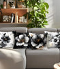 Black & White Floral Polyester Peachskin Pillow Cover – Designs 1–2, 4 Sizes
