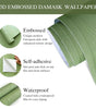 3D White Embossed Damask Waterproof & Oil-Resistant Vinyl Peel-and-Stick Wallpaper – Extra Thick & Removable