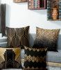 Art Deco Gold-Pattern Polyester Peachskin Pillow Cover – Designs 1–2, 4 Sizes