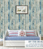 Blue Distressed Wood Waterproof Vinyl Peel-and-Stick Wallpaper for Cabinets & Walls