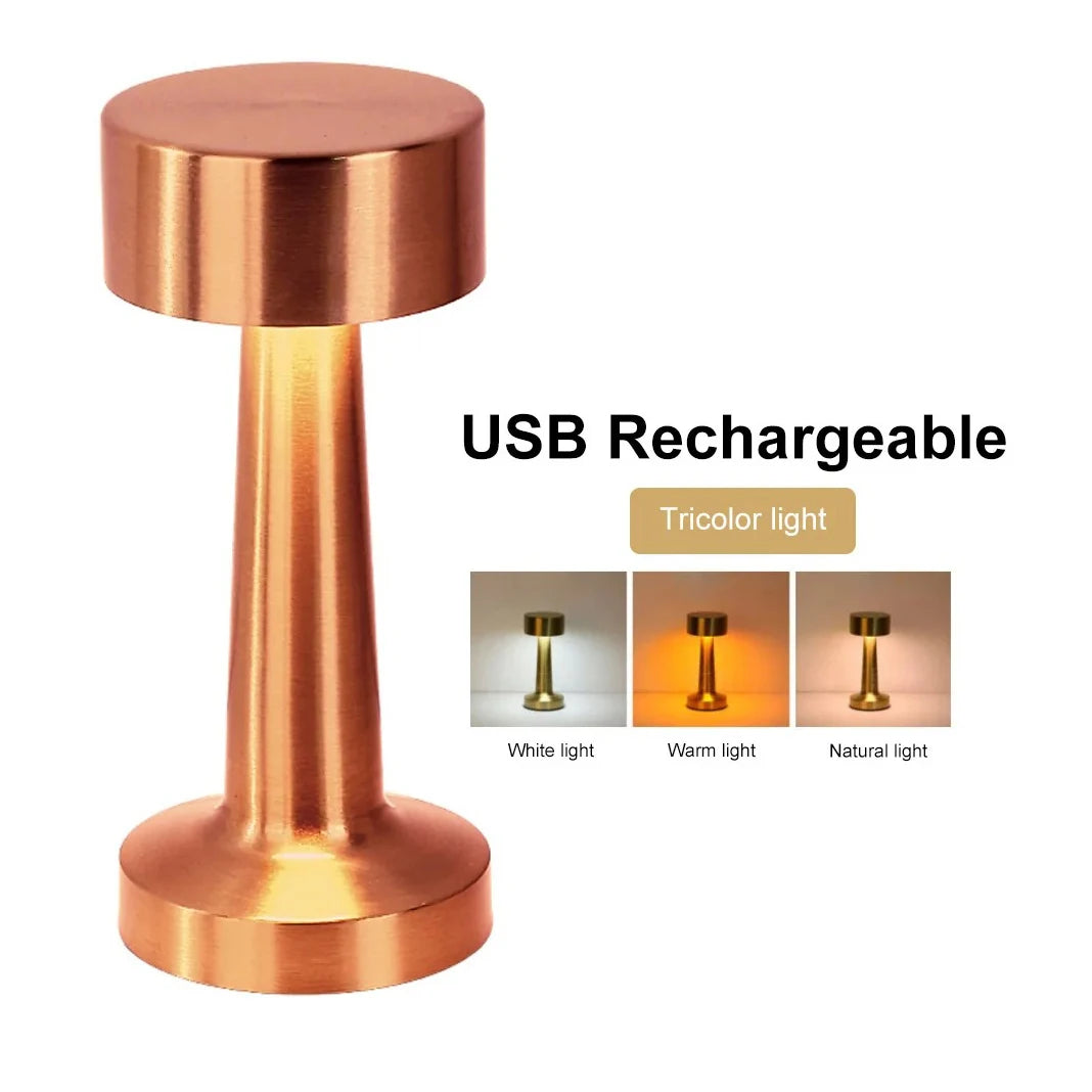 USB Rechargeable LED Table Lamp – Wireless Touch Control, 3 Color Dimmable Bedside Mood Light for Home