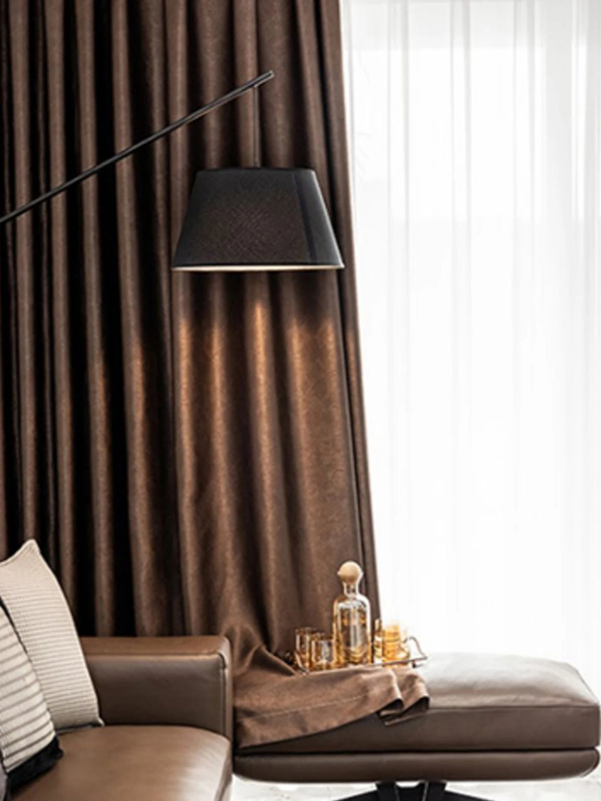 Chocolate 240 GSM Double-Layer Thermal Semi-Light Blocking Curtain Panel – 2 Hanging Styles