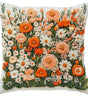 Orange & White Floral 4 Polyester Peachskin Pillow Cover – Flat Print, 15.75–23.62 in Square, 1 Piece