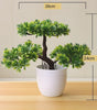 Small Artificial Bonsai Potted Plant – Green Faux Tree Ornament for Home, Garden & Hotel Decor