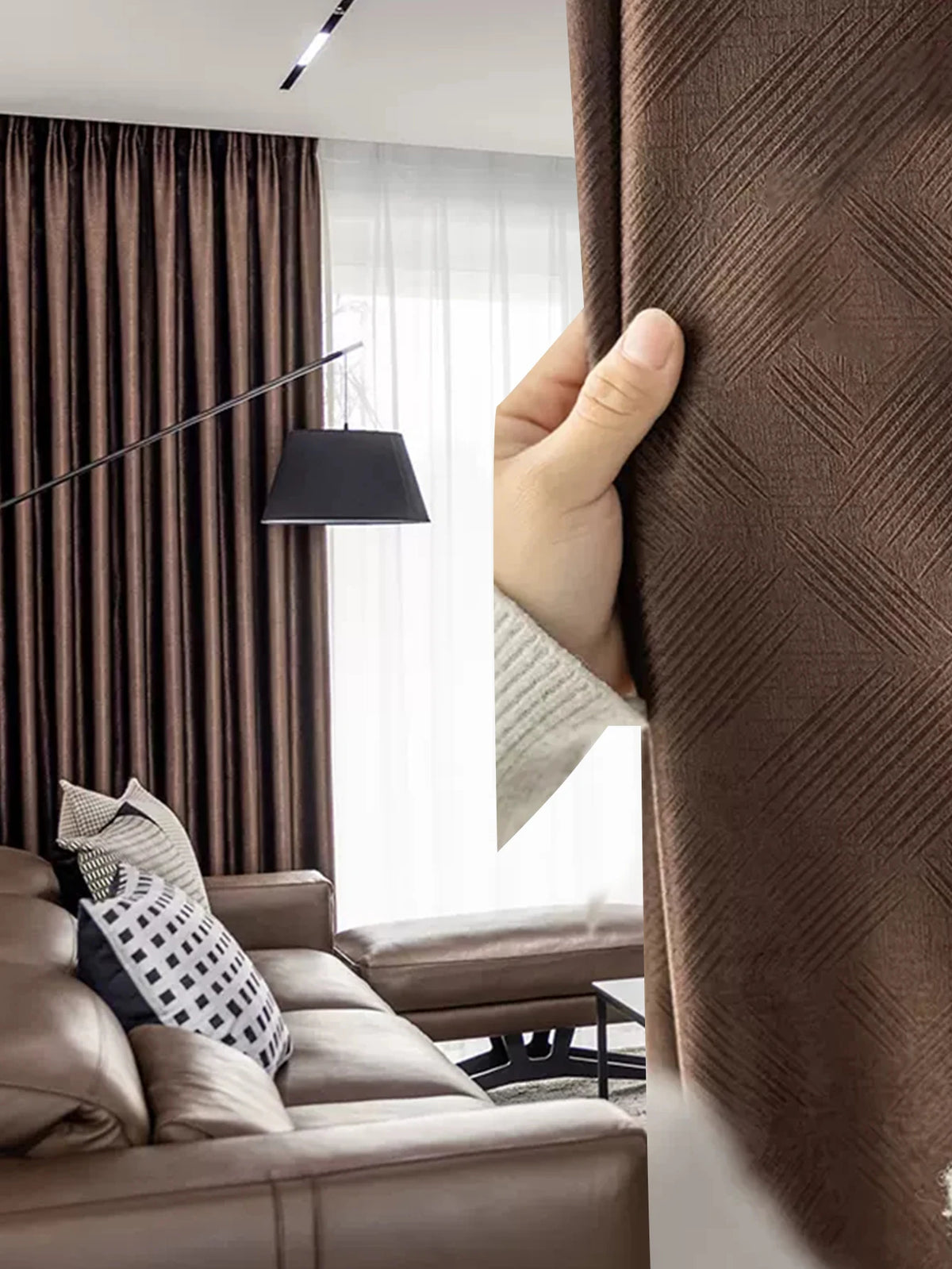 Chocolate 240 GSM Double-Layer Thermal Semi-Light Blocking Curtain Panel – 2 Hanging Styles