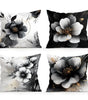 Black & White Floral Polyester Peachskin Pillow Cover – Designs 1–2, 4 Sizes