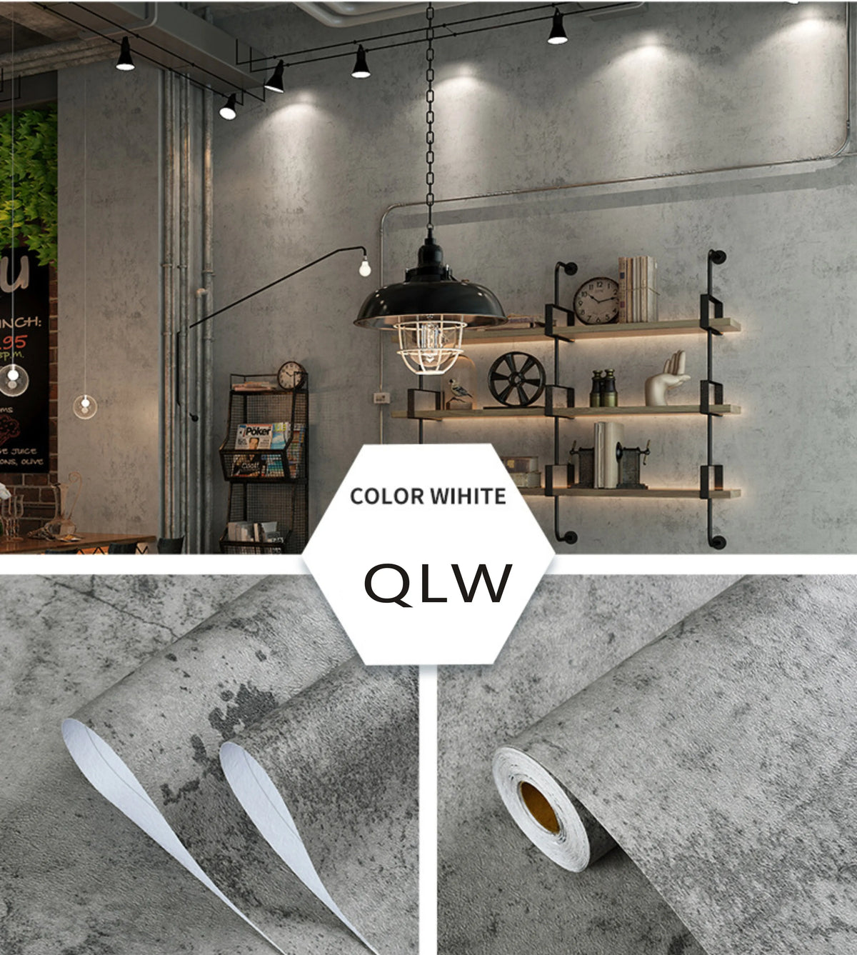 Vinyl Waterproof Self-Adhesive Wallpaper Vintage Cement Gray Wall Contact Paper Store Bedroom Livingroom Renovation Stickers PVC