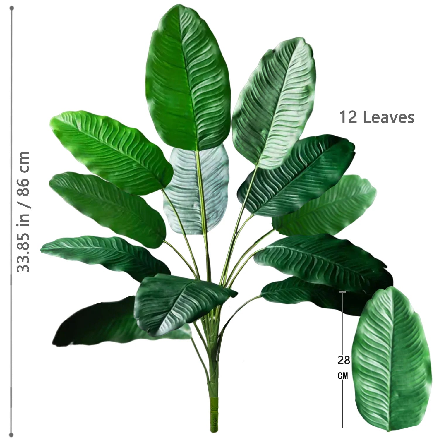 Large Artificial Bird of Paradise Plant Leaves – Real Touch Tropical Strelitzia Faux Greenery for Home & Garden Decor