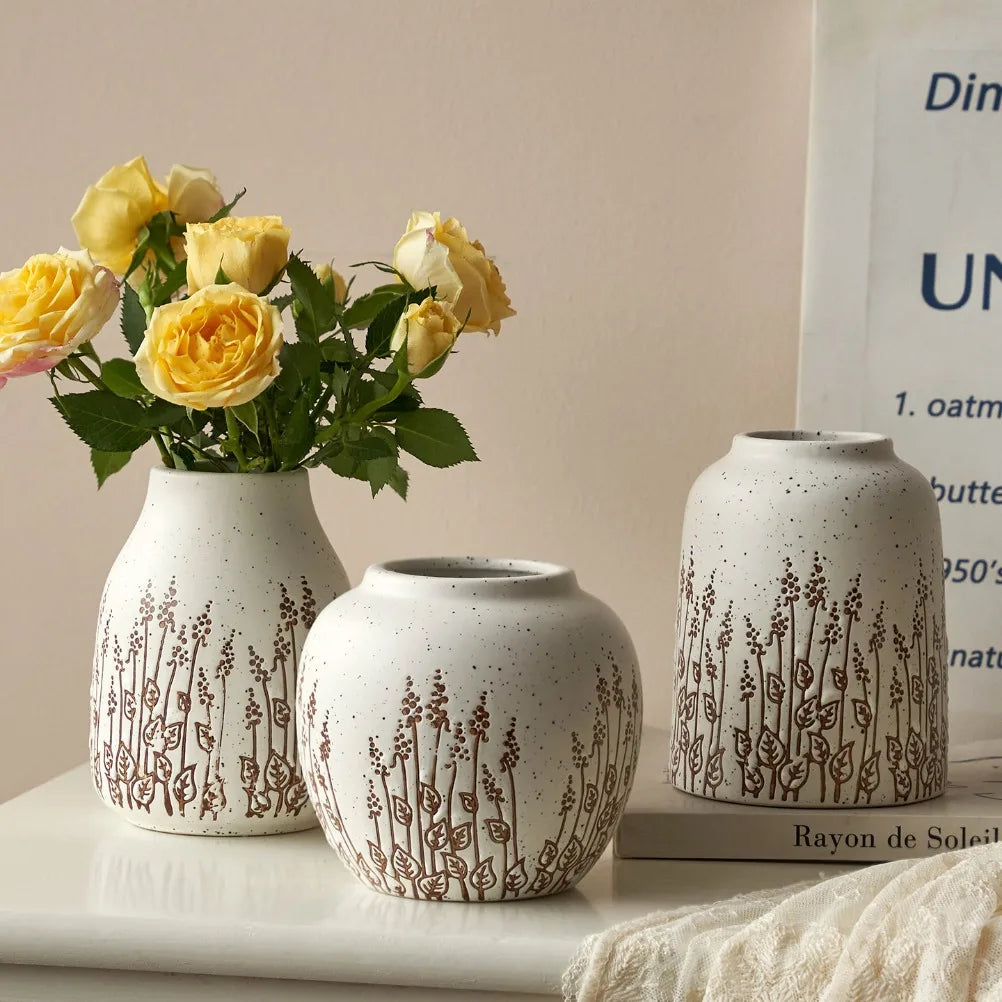 Countryside Ceramic Tabletop Vase – Lavender-Inspired, 3 Designs