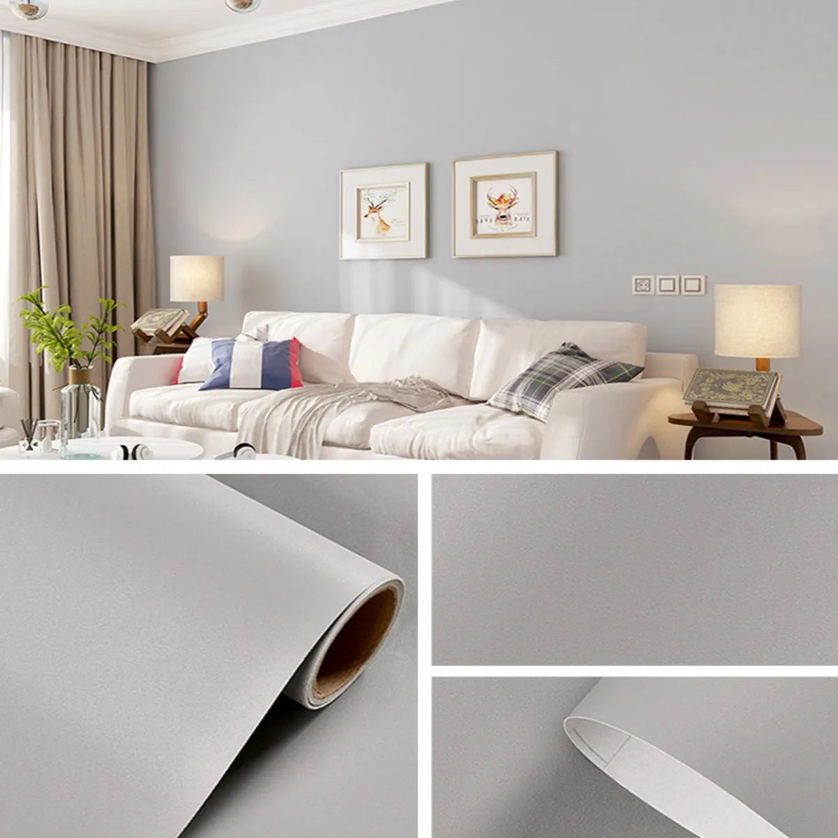 Vinyl Waterproof Self-Adhesive Wallpaper Vintage Cement Gray Wall Contact Paper Store Bedroom Livingroom Renovation Stickers PVC