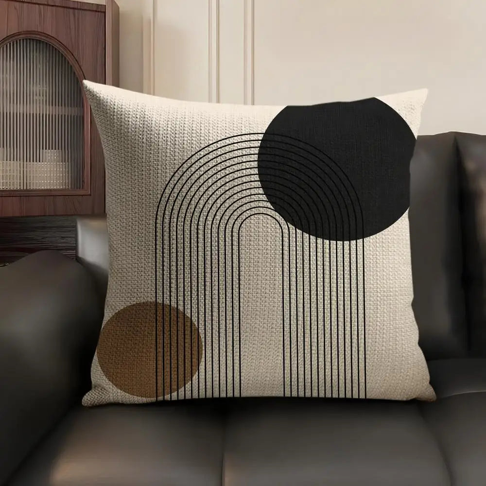 Minimalist Geometric Line Pillow Cover – Design 5, 5 Sizes