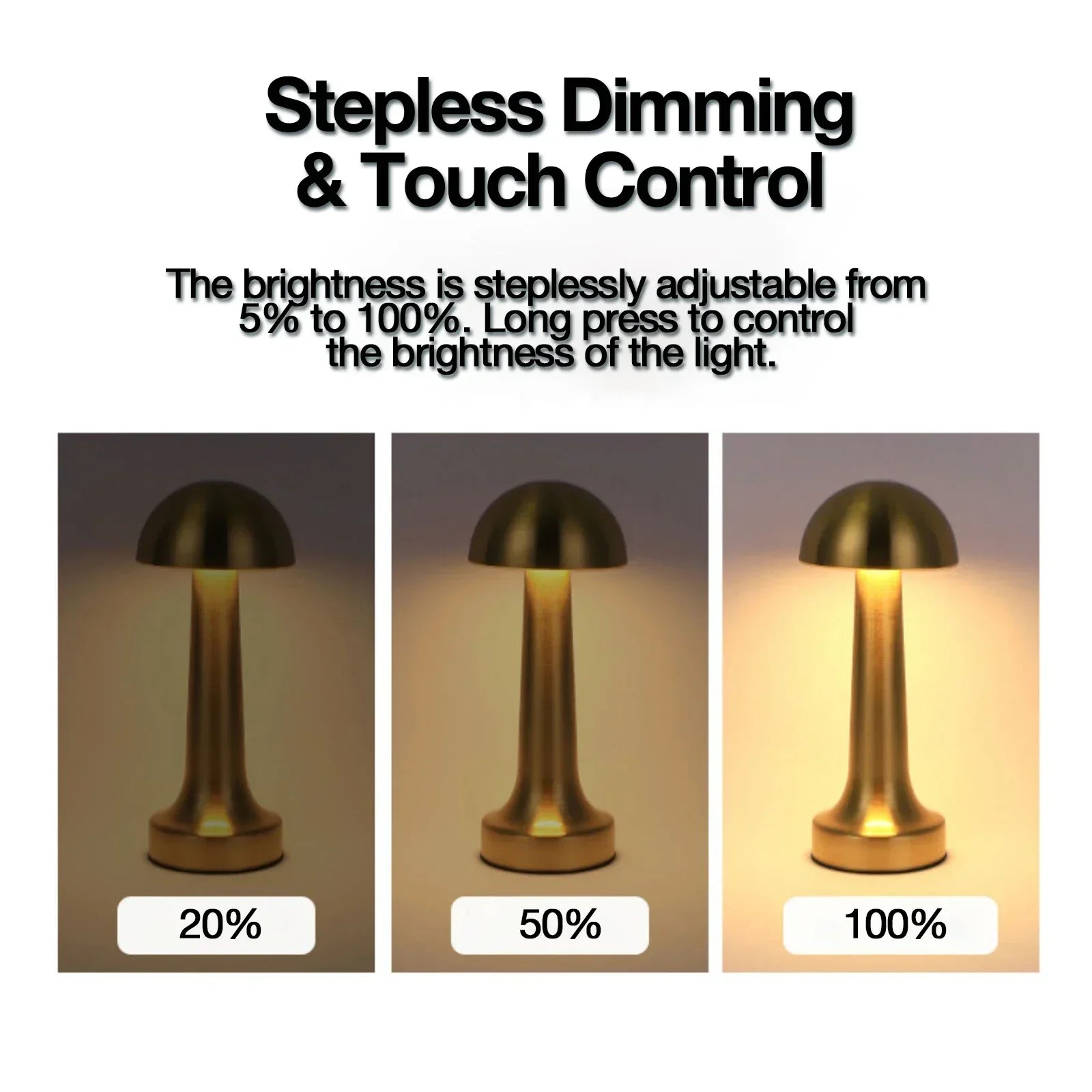 Modern LED Table Lamp – USB-C Rechargeable, Touch Control, 3 Color Modes & Stepless Dimming Metal Bedside Desk Lamp