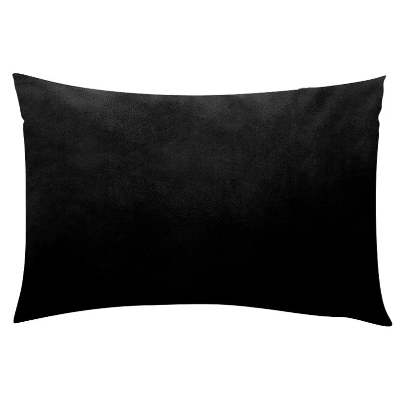 Black Solid Velvet Lumbar Pillow Cover – Soft Woven Fabric, 1 Piece, 11.81 × 19.69 in (30 × 50 cm)