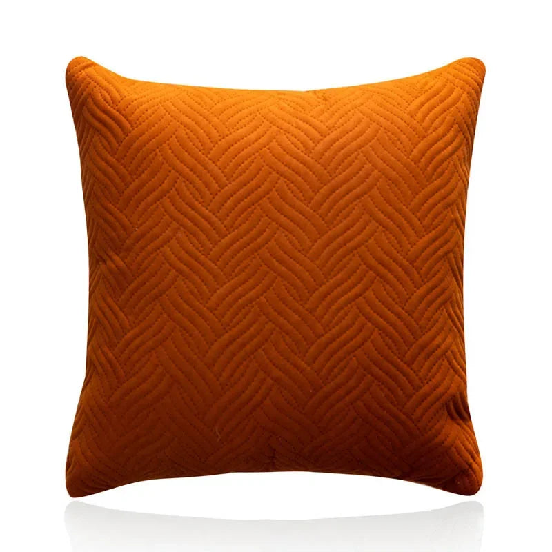 Warm-Tone Interlocking Quilted Velvet Pillow Covers – 17.72 in Square