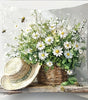 Daisy Scenes Polyester Peachskin Pillow Covers – 15.75–23.62 in Square, Single-Sided Print, Set of 4