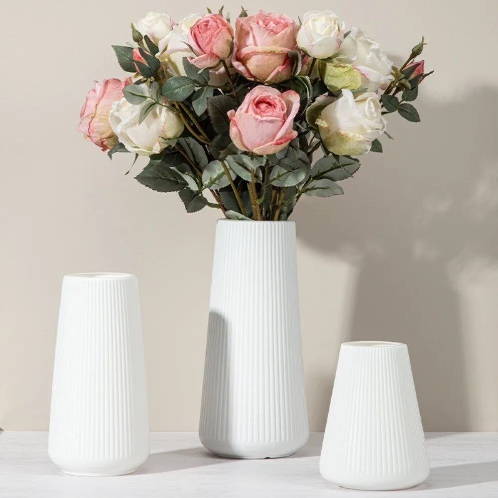 Modern Plastic Flower Vase Solid Color High-end Water Cultivation Vase Home Decoration Flower Arrangement Vase