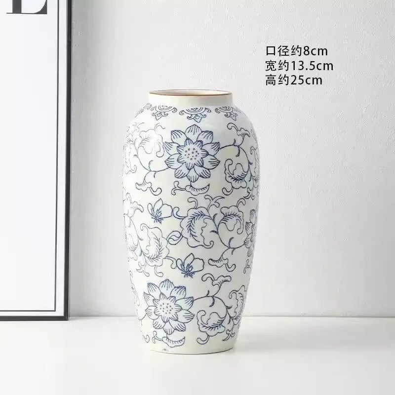Retro Ceramic Vase – Light Luxury Tabletop Flower Vase for Living Room Decor