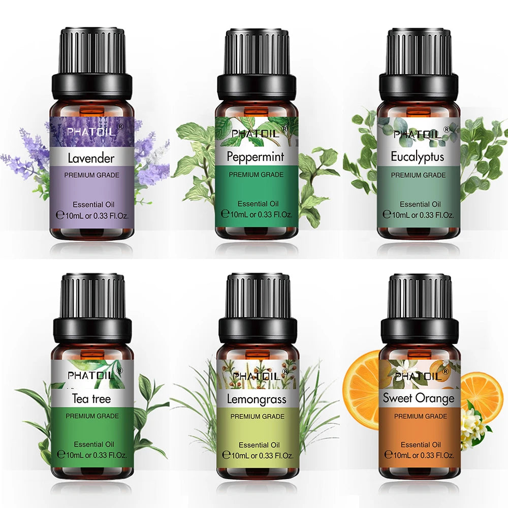 PHATOIL 6-Piece 10ml Pure Essential Oil Set for Diffusers