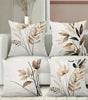 Neutral Botanical Floral Leaf Polyester Pillow Cover – 4 Designs, 4 Sizes