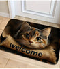 Cute Cat Welcome Doormat – Non-Slip Washable Flannel Mat for Kitchen, Bathroom & Entryway