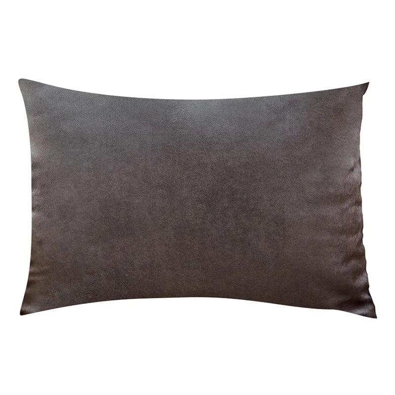 Gray & Silver Solid Velvet Lumbar Pillow Cover – Soft Woven Fabric, 1 Piece, 11.81 × 19.69 in (30 × 50 cm)