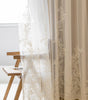 Beige Floral-Embroidered Double-Layer Semi-Light Blocking Curtain Panel – 4 Hanging Styles