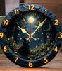 Moonlit Black Cat Silent Wall Clock – 10-Inch Round Wooden Home Decor