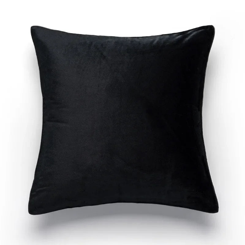 Solid Black Polyester/Cotton Pillow Cover – 17.72 × 17.72 in (45 × 45 cm), 1 Piece