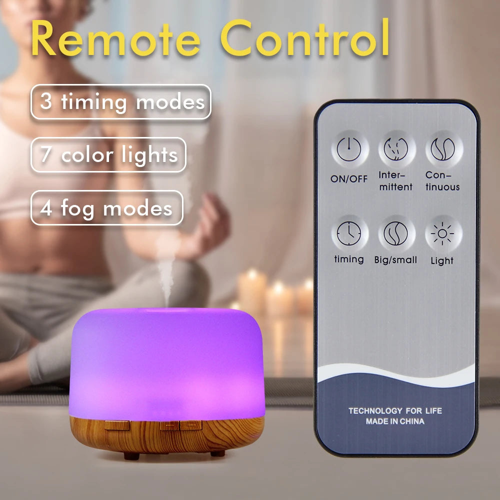 500ml Ultrasonic Essential Oil Diffuser with Remote and LED Lights