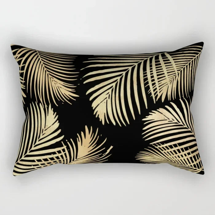 Botanical Leaf Polyester Lumbar Pillow Cover – 11.81 × 19.69 in (30 × 50 cm), 1 Piece