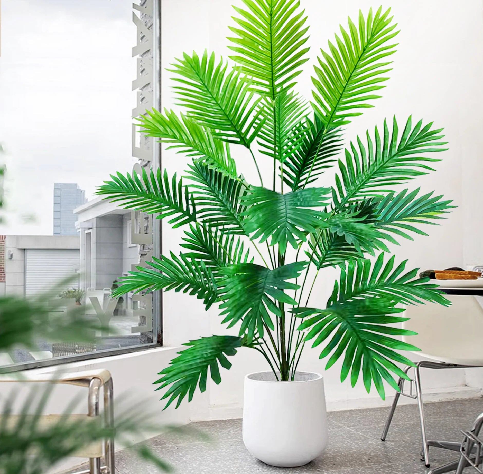 Large Artificial Palm Tree Branches – Tropical Fake Palm Leaf Plant for Home, Garden & Event Decoration