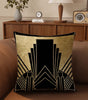 Art Deco Gold-Pattern Polyester Peachskin Pillow Cover – Designs 1–2, 4 Sizes