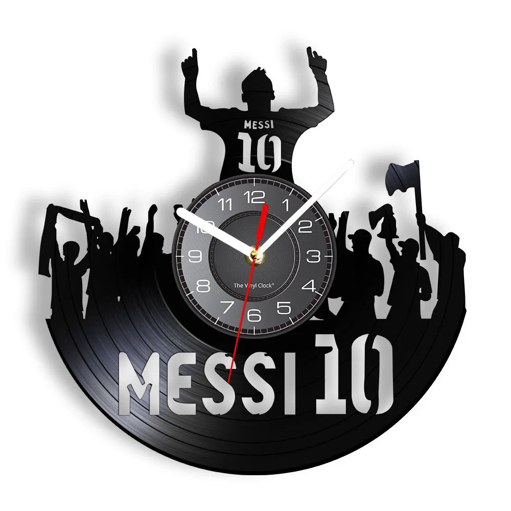 Football Vinyl Record Wall Clock – 30 cm Quartz Decor with Optional LED, Designs 1–5