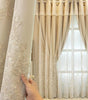 Beige Floral-Embroidered Double-Layer Semi-Light Blocking Curtain Panel – 4 Hanging Styles