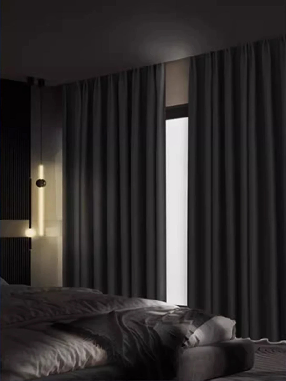 Light Gray Double-Layer Semi-Light Blocking Curtain Panel – 4 Hanging Styles