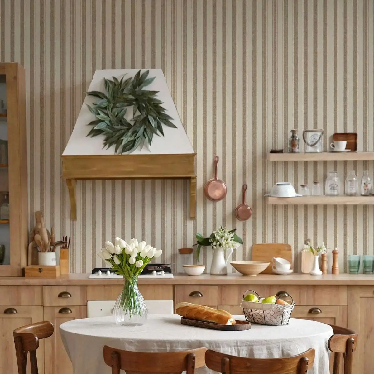 Modern Striped Traditional & Peel-and-Stick Wallpaper – Geometric Non-Woven Wall Design