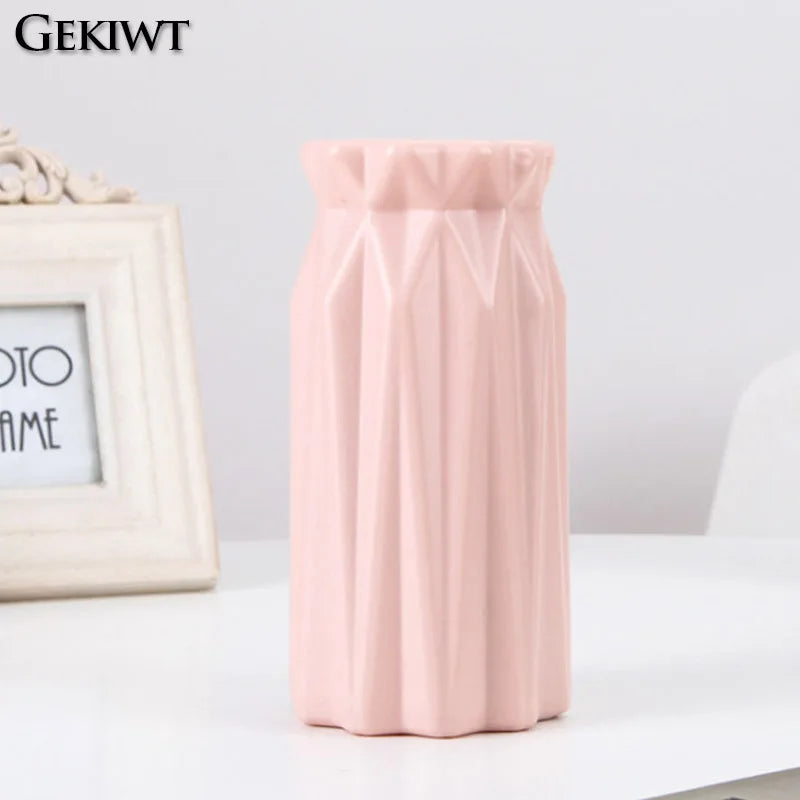 Minimalist Geometric Plastic Tabletop Vase – 3 Colors