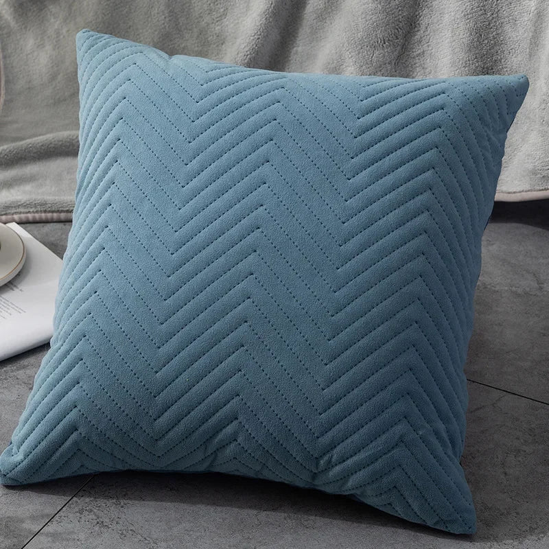 Colorful Chevron Quilted Velvet Pillow Covers – 17.72 in Square