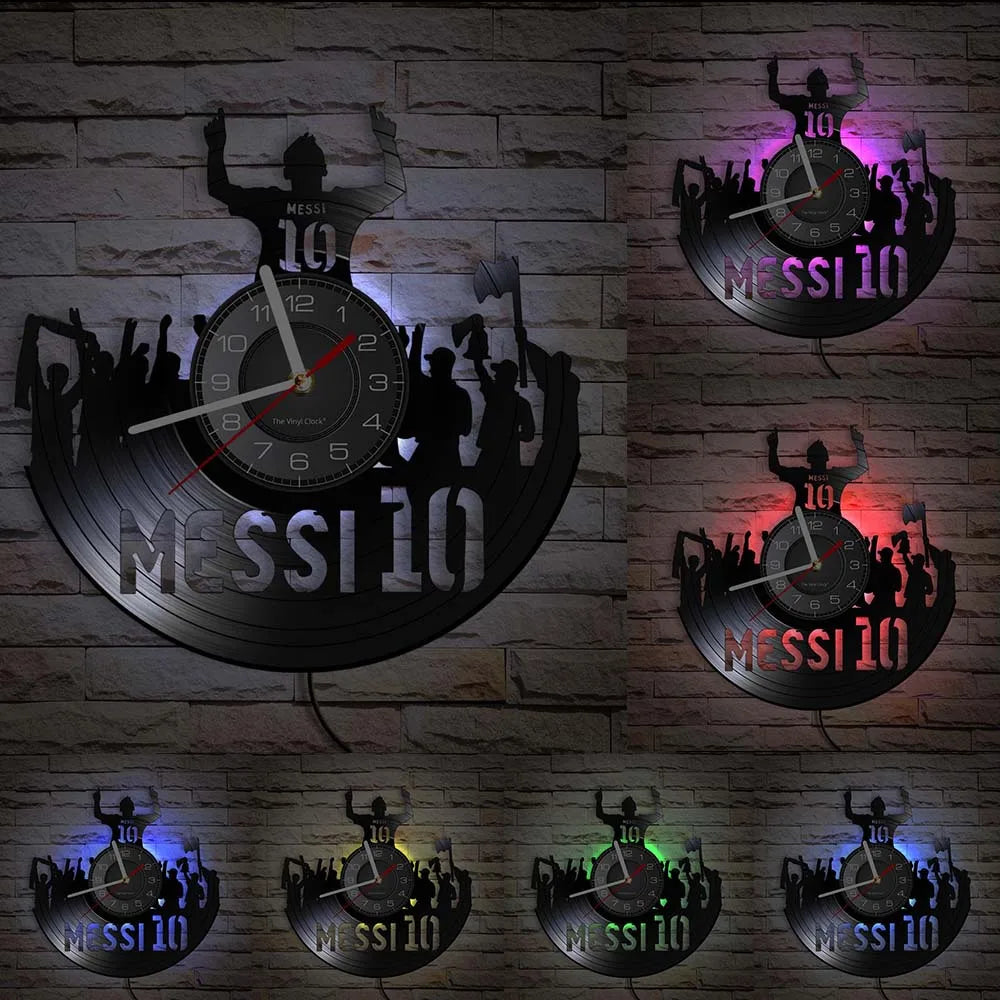 Football Vinyl Record Wall Clock – 30 cm Quartz Decor with Optional LED, Designs 1–5